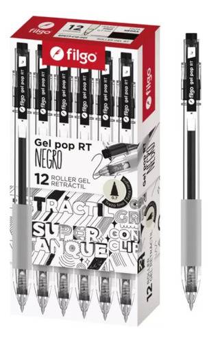 Lapicera Roller Gel Pop Filgo Negro Retractil