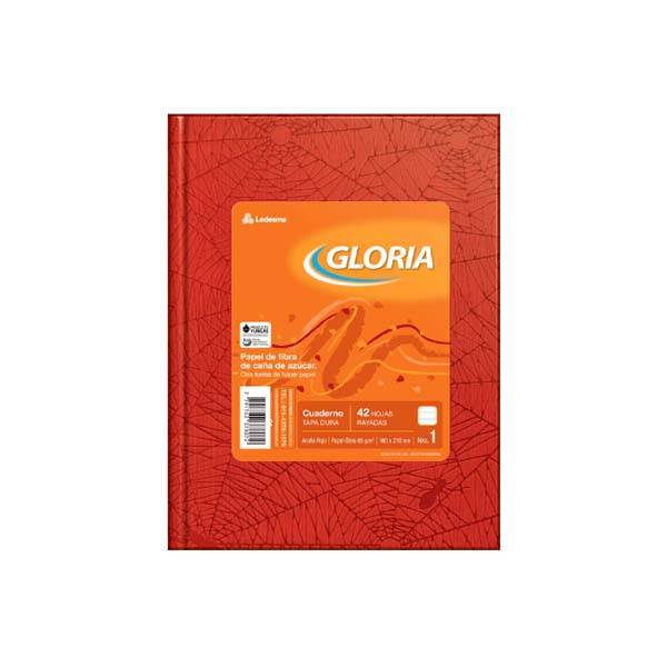 Cuaderno T/D 16X21 Gloria 42 Hj Ray Rojo
