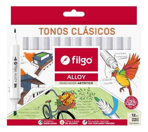 Marcador Perm D/Punta Alloy Filgo X 12