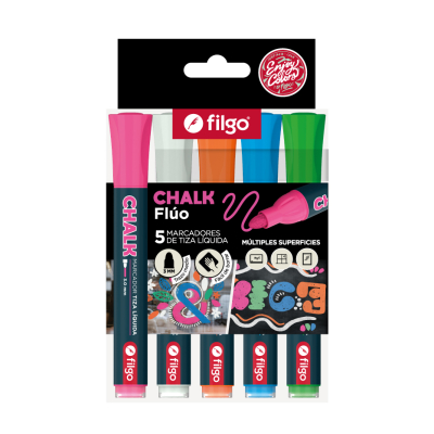 Marcador Tiza Liquida Chalk X 5 Fluo Filgo