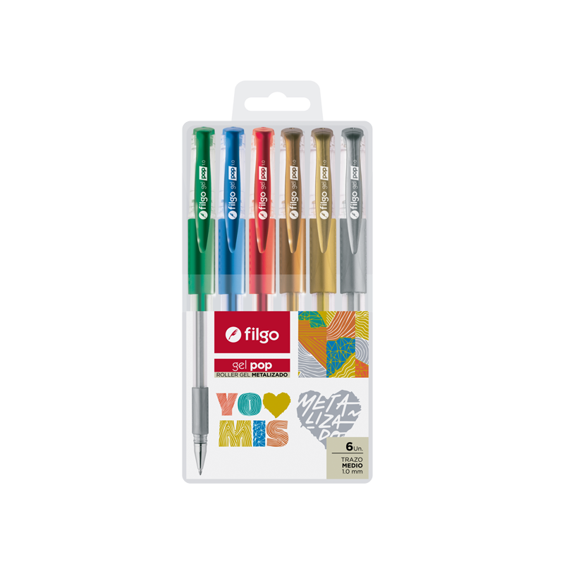 Lapicera Roller Gel Pop Filgo X6 Metaliz