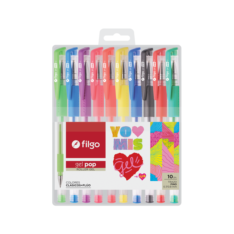 Lapicera Roller Gel Pop Filgo X 10 Surt