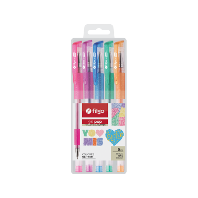 Lapicera Roller Gel Pop Filgo X 5 Glitte