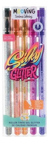 Lapicera Roller Gel Coloring X 5 Glitter