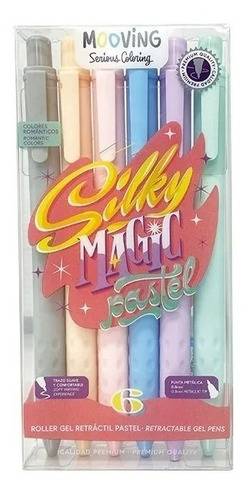 Lapicera Roller Gel Coloring Retractil Pastel X 6