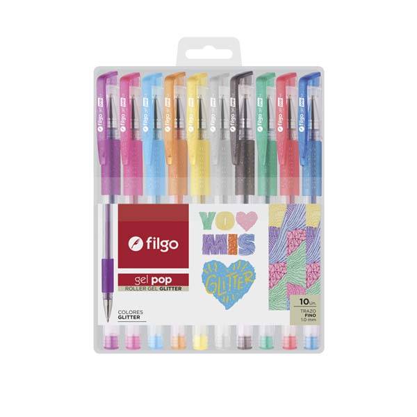 Lapicera Roller Gel Pop Filgo X 10 Glit