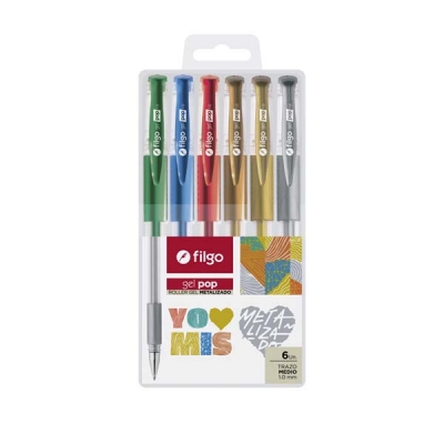 Marcador Pincel Brush  X 6 Metelizado Filgo